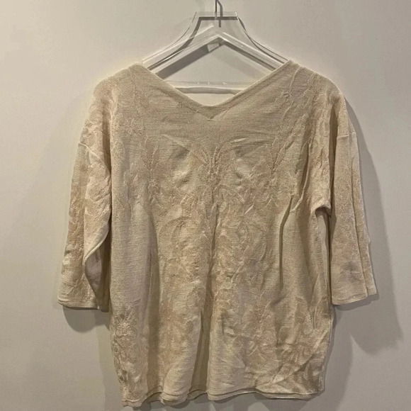 Chico’s‎ Ivory Double V Neck Baroque Sweater Womens Size Large (747) - Picture 4 of 6